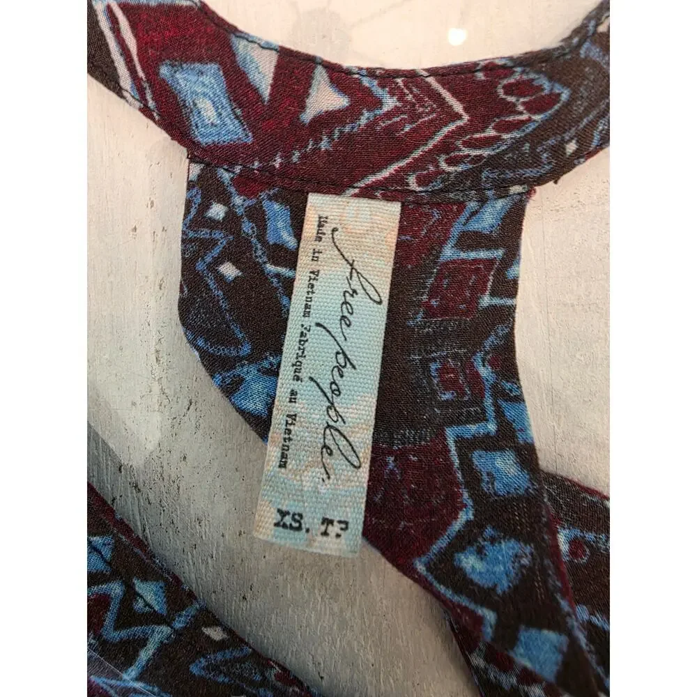 Free People Sundown Babydoll Mini Dress SZ XS Cutout Bohemian Pockets - Picture 7 of 9